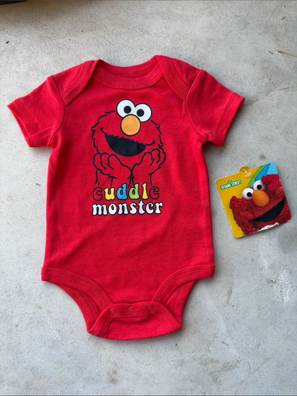 Sesame Street Red Elmo 'Cuddle Monster' Baby One-Piece Bodysuit